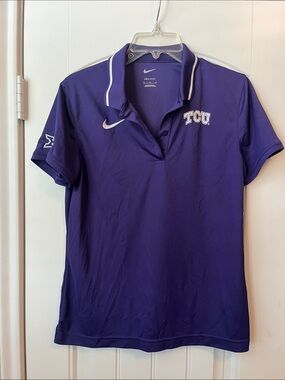 Nike Purple TCU Short Sleeve Polo with White Accents